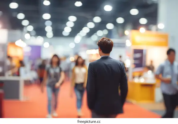Blurred Business Exhibition Hall with Attendees