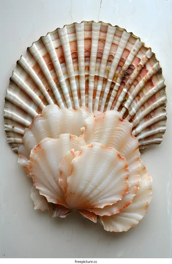 Four queen scallops in their shells