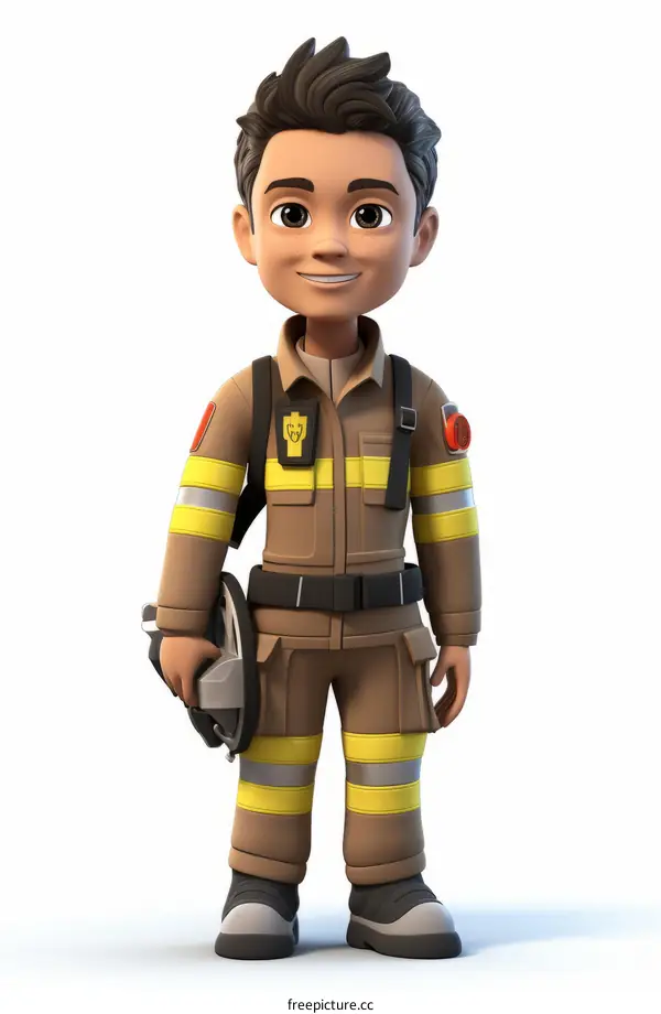 Firefighter in Uniform and Gear