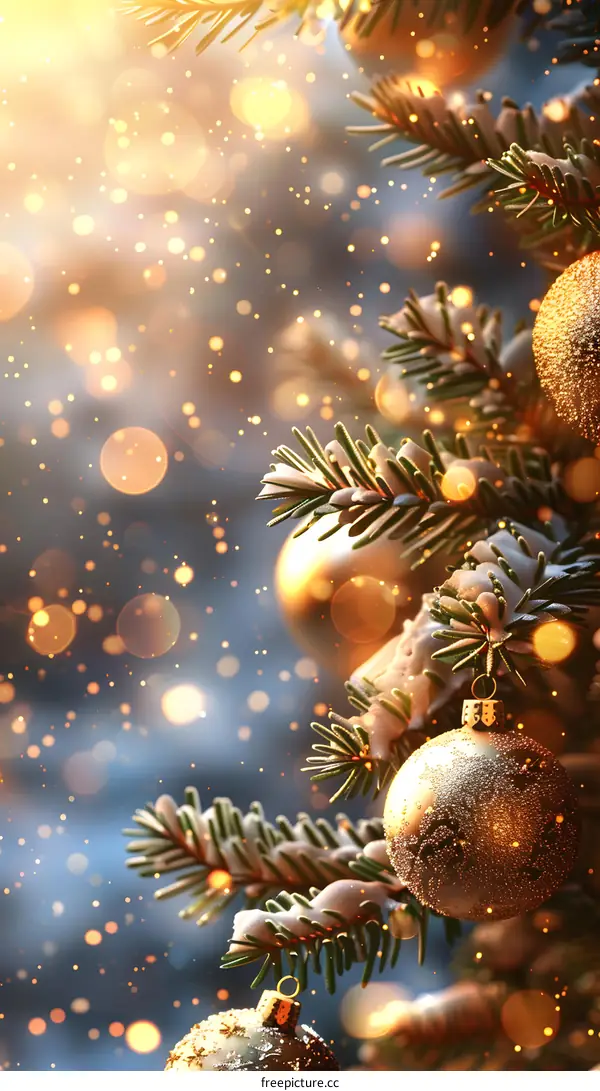 Christmas Tree With Ornaments and Lights