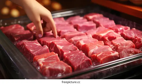Raw meat in a supermarket