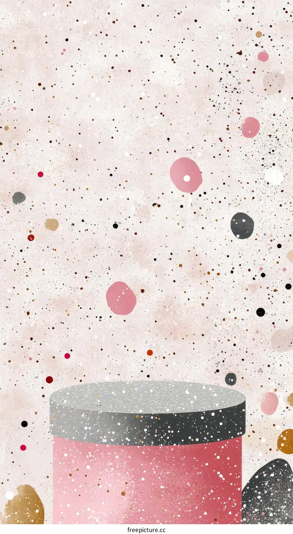 Abstract Pink and Grey Cosmetic Display Box Illustration