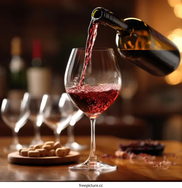 Red wine being poured into a glass