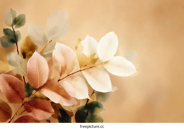 Autumnal Pastel Leaves Composition