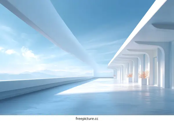 Modern Architectural Promenade with Mountain View