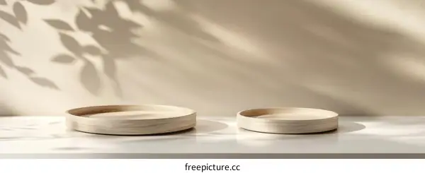 Minimalist Wooden Display Stands with Natural Light