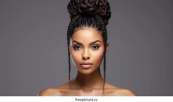 portrait of a beautiful black woman with curly hair