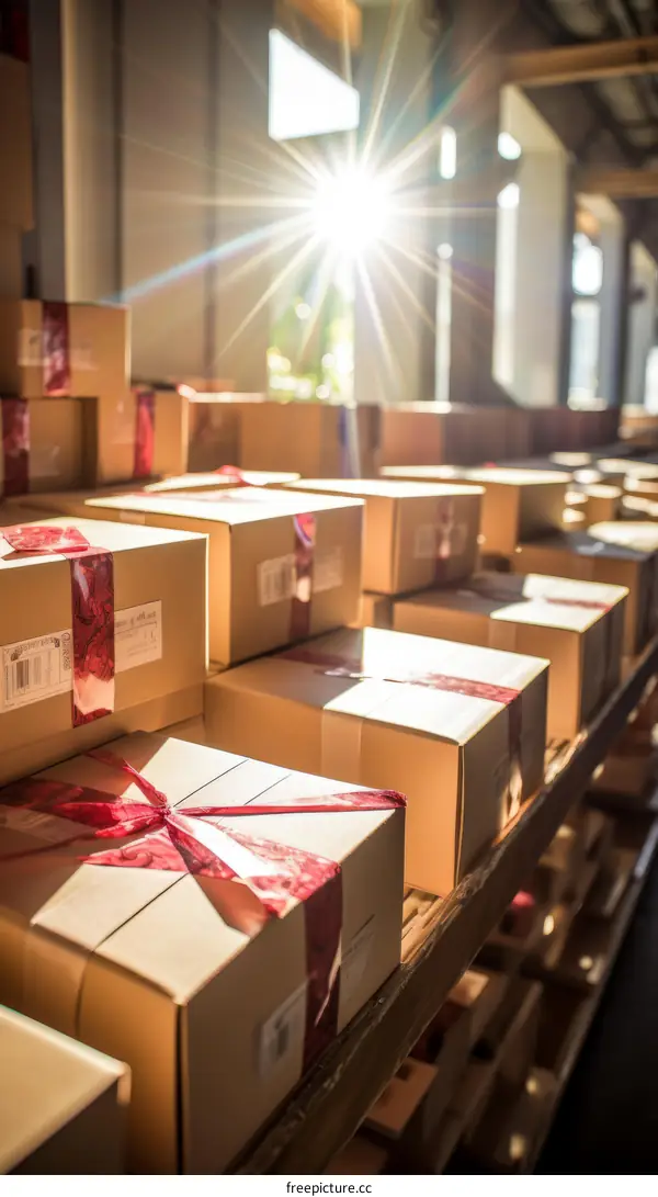 A storeroom full of cardboard boxes