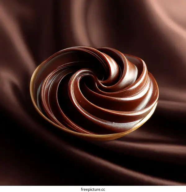 Close Up of Swirled Dark Chocolate Dessert