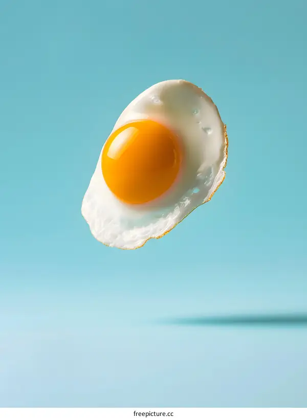 Fried egg isolated on blue background