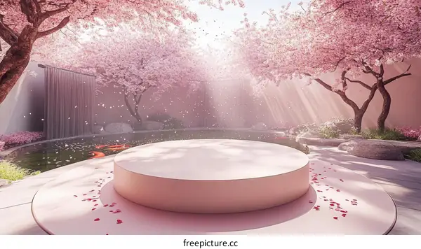 Pink Cherry Blossom Garden Display Platform