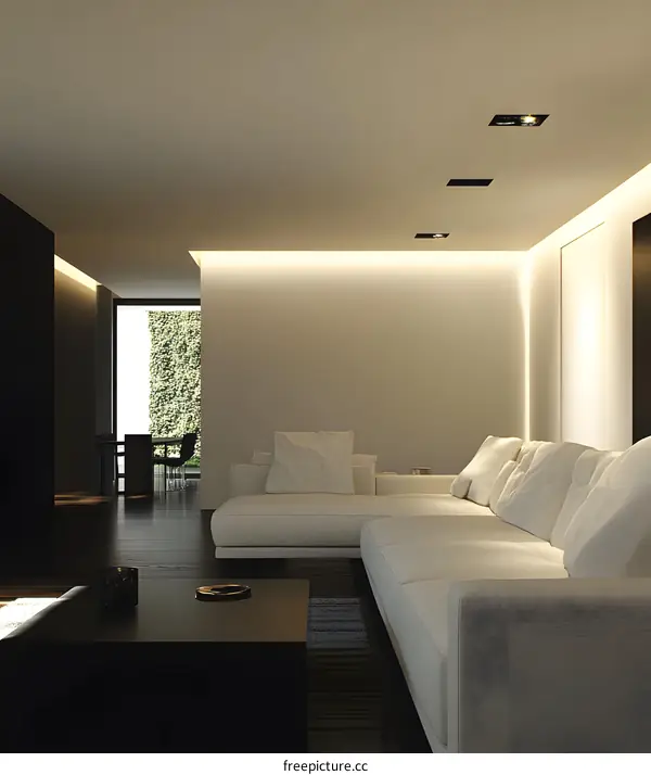Modern Living Room with White Sofa and Minimalist Design