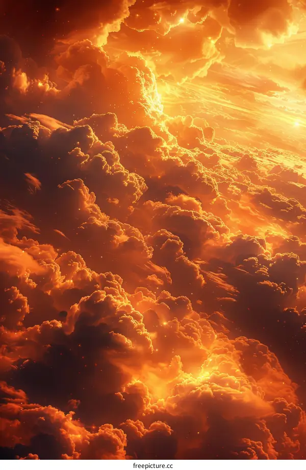 A beautiful landscape of a sea of clouds under the setting sun