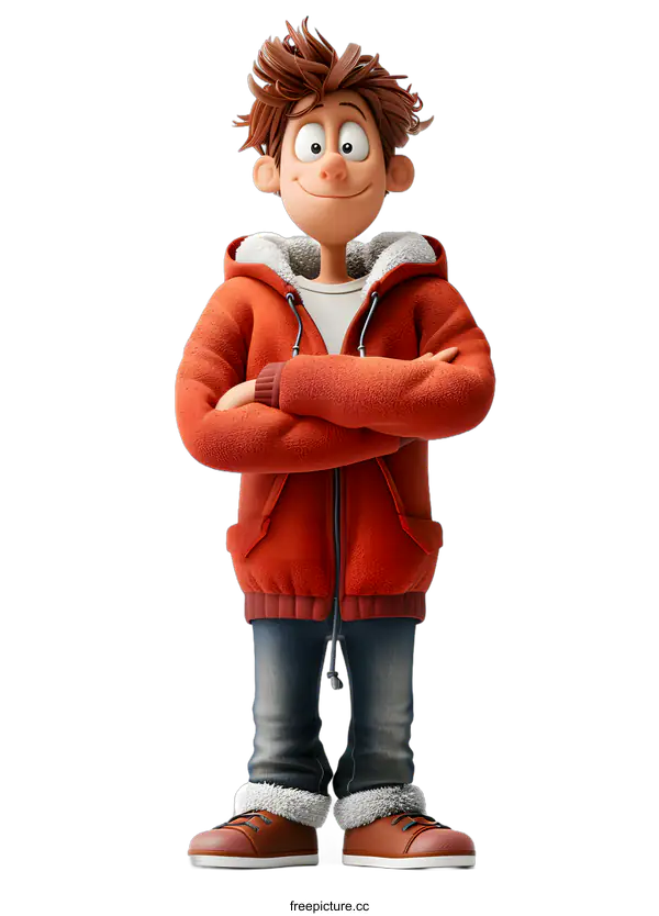 [Transparent Background PNG]3D Character with Crossed Arms