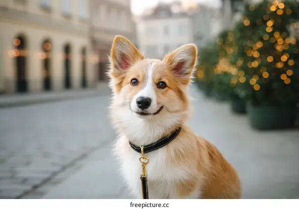 Cute Dog Portrait in City Street