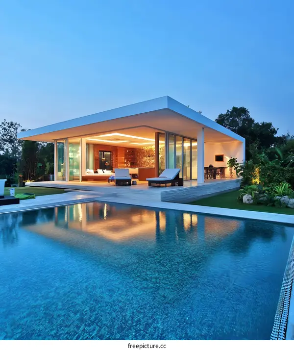 Modern Minimalist House With Swimming Pool And Patio