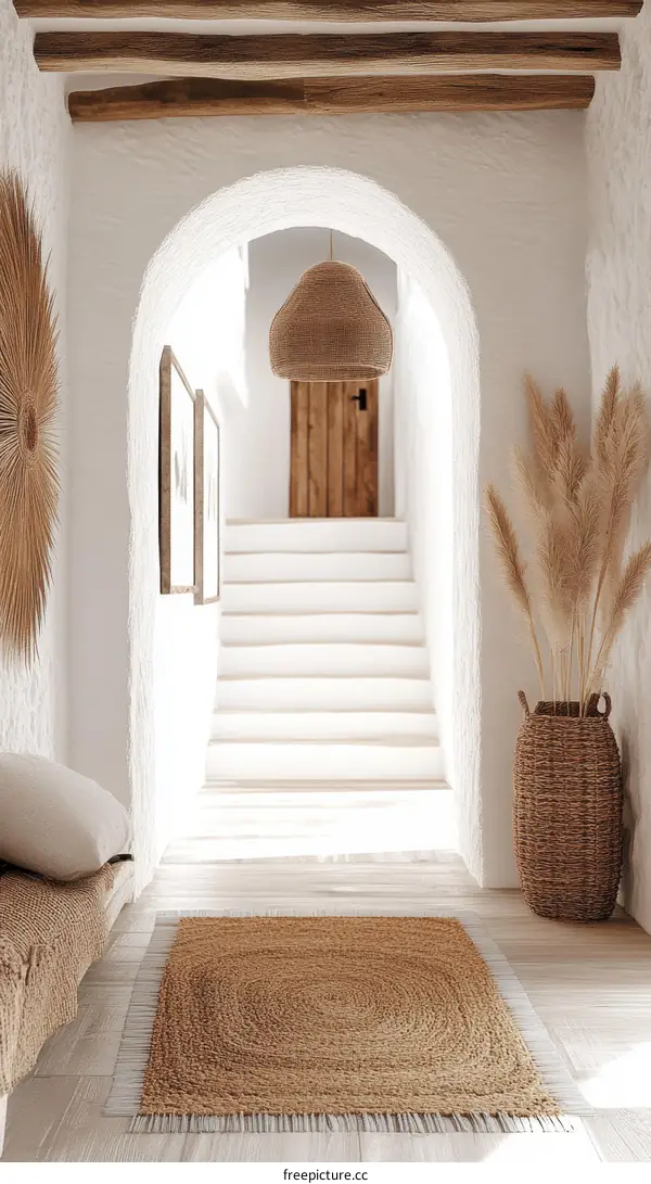 Elegant Whitewashed Hallway Interior Design