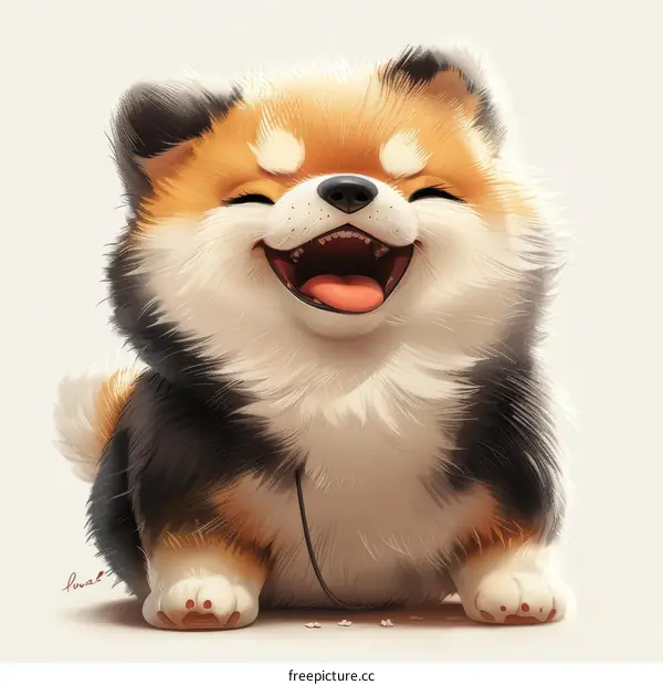 A happy Shiba Inu dog with black and brown fur