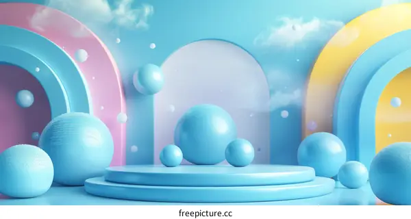 Abstract Geometric Scene with Pastel Colors