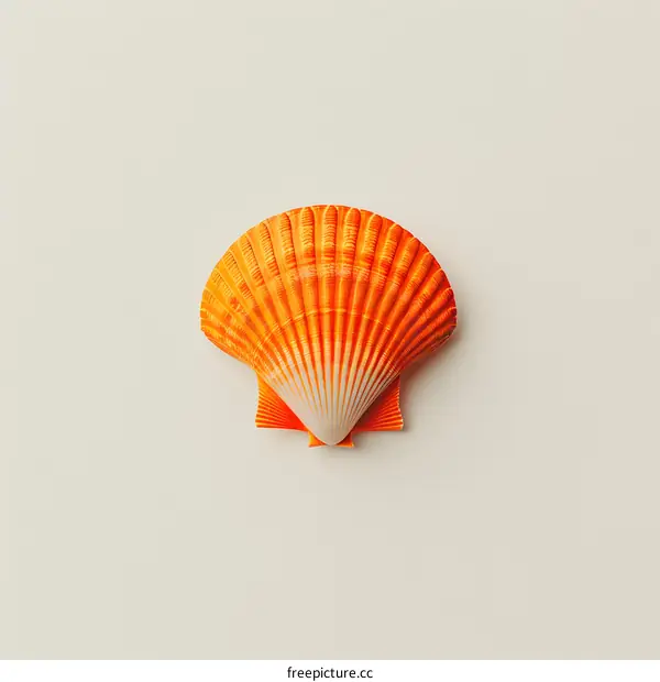 Orange Seashell on Neutral Background