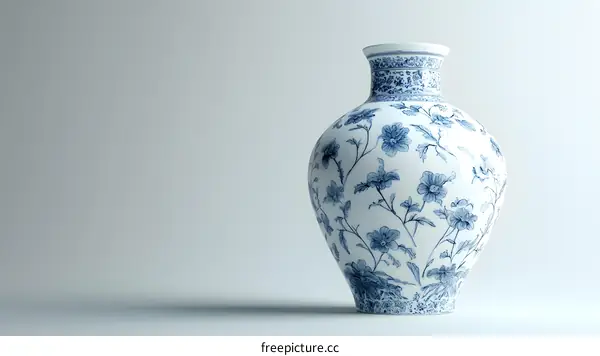 Blue and White Porcelain Vase with Floral Design
