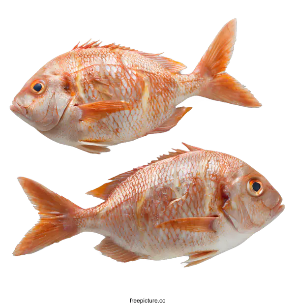[Transparent Background PNG]Two Fresh Red Snappers on White Background