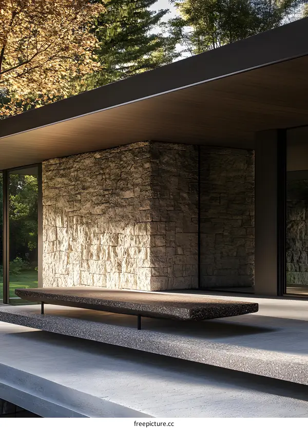 Modern Architecture House Stone Wall Exterior Design