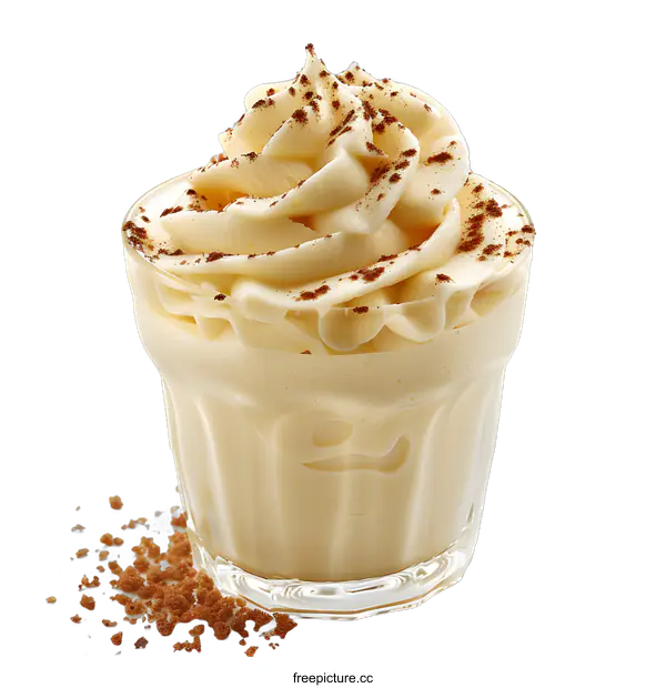 [Transparent Background PNG]Creamy dessert in glass on white background