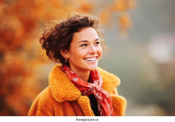 Happy Woman in Autumnal Landscape