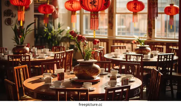 Ornate Traditional Chinese Restaurant Interior