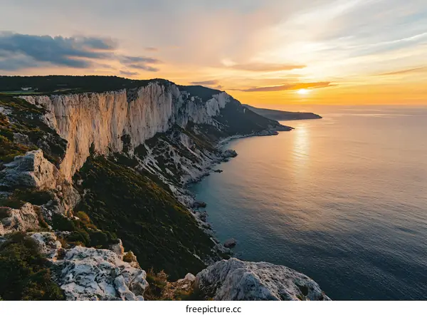 Cliffside Sunset Over the Mediterranean Sea