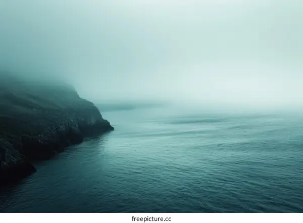 Mysterious Foggy Mountains and the Ocean
