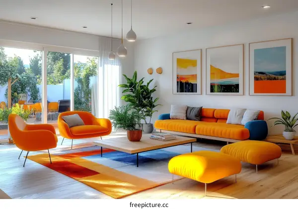 Modern Living Room Interior Design Illustration