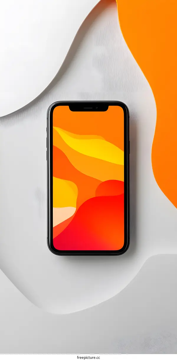 Orange and Yellow Abstract Design on Smartphone Screen