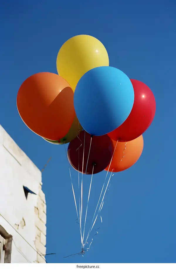 Colorful Balloons Floating in the Blue Sky