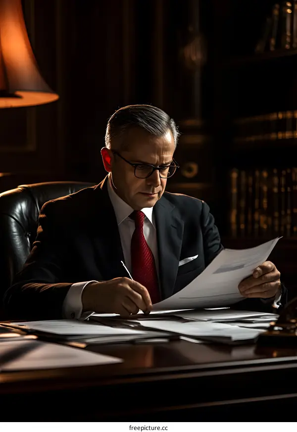 Businessman Working at His Desk in Office