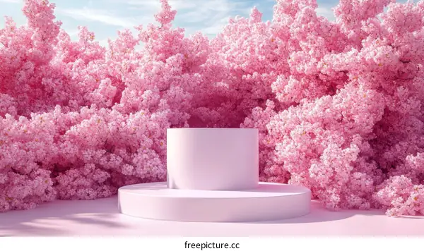 Pink Cherry Blossom Display Podium