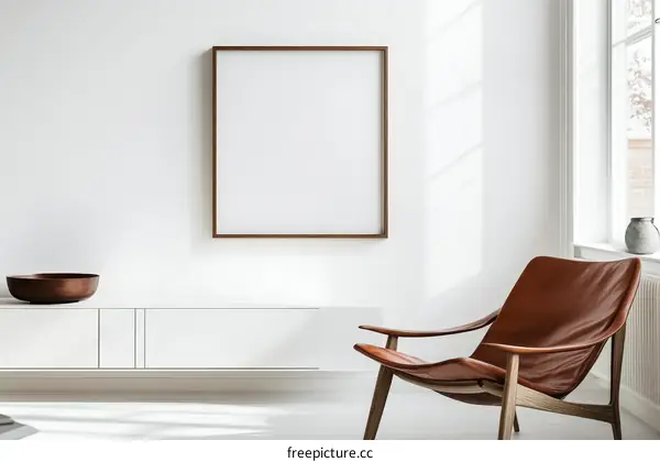 Modern Minimalist Living Room Mockup with Empty Frame