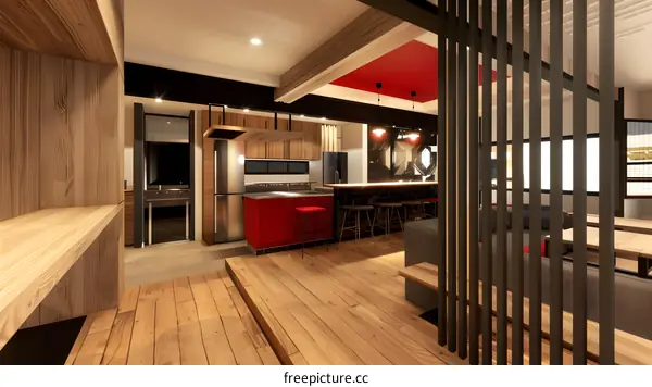 Modern Japanese Style Interior Design with Wood and Black Accents