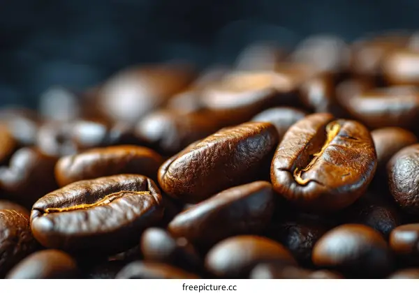 Close-up of roasted coffee beans