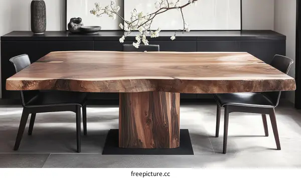Large Wooden Live Edge Dining Table in Modern Dining Room
