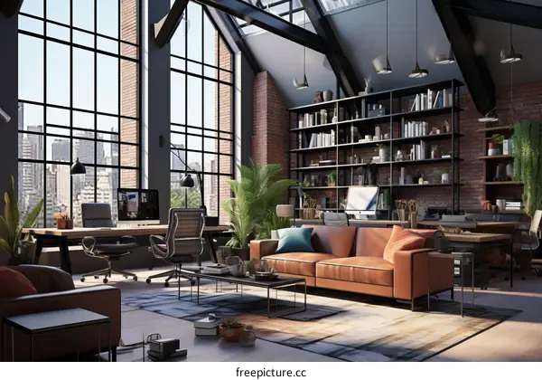Modern industrial style office interior design