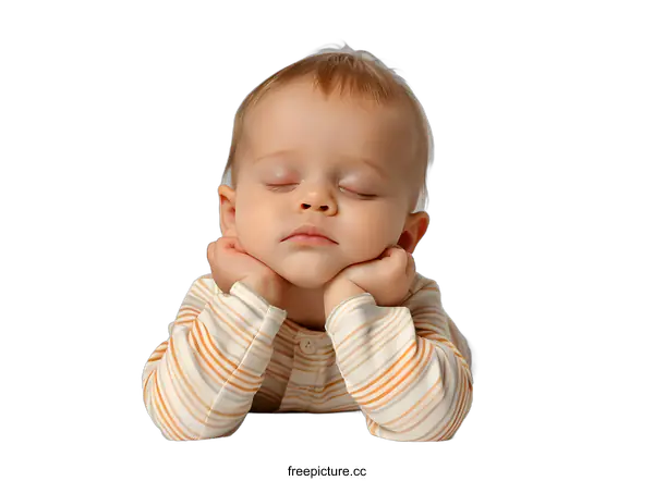 [Transparent Background PNG]Sleeping Baby with Hands Under Chin