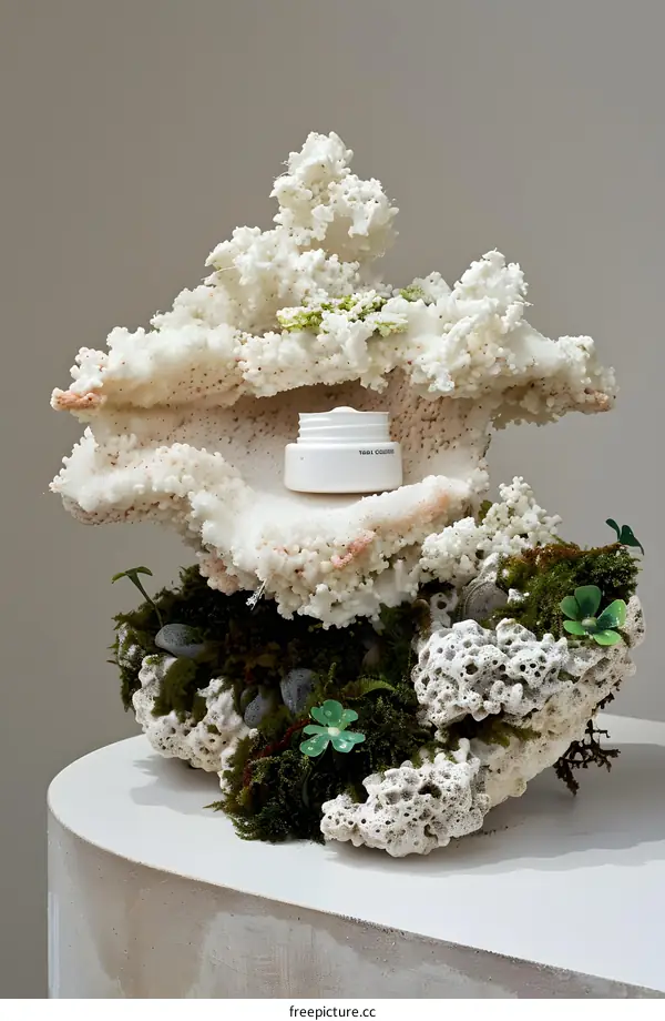 White Cream Jar on Coral Reef