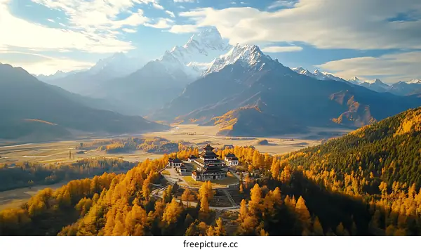 Autumn Scenery of Mountain Monastery