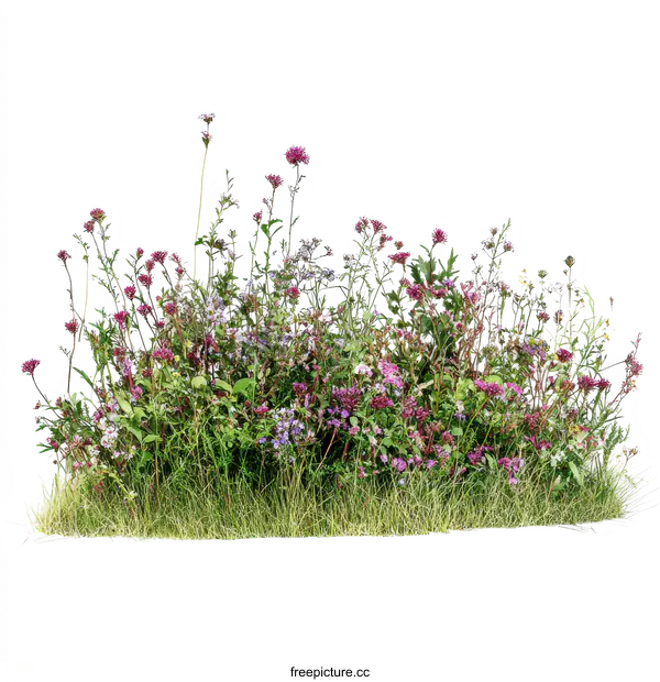[Transparent Background PNG]Colorful Wildflower Meadow Border
