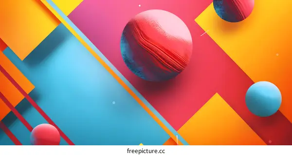 Abstract Background with Colorful Geometric Shapes and Spheres