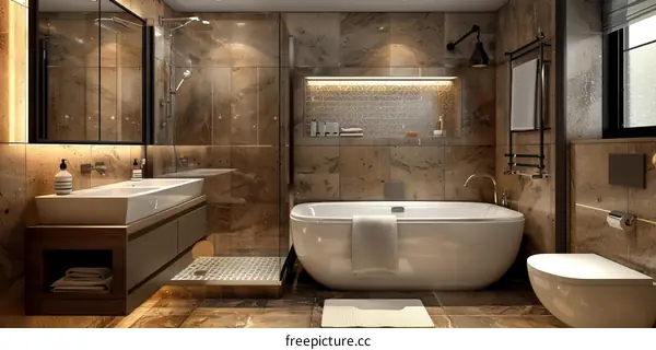 Modern Bathroom Interior with Walk in Shower