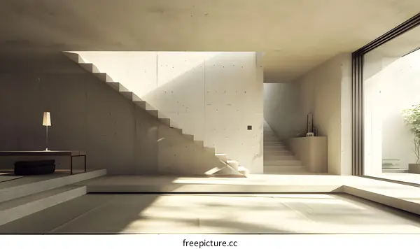 Minimalist Modern Concrete Staircase Interior Design