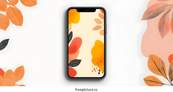 Abstract Phone Wallpaper With Orange And Yellow Leaves